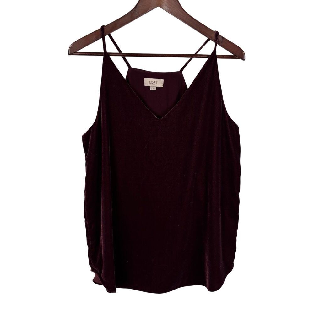 Loft Burgundy Red Velvet Lined V-Neck Tank Top Women's Medium